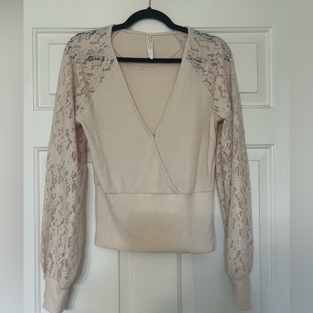 Anthropologie Soft Cream Knit Top